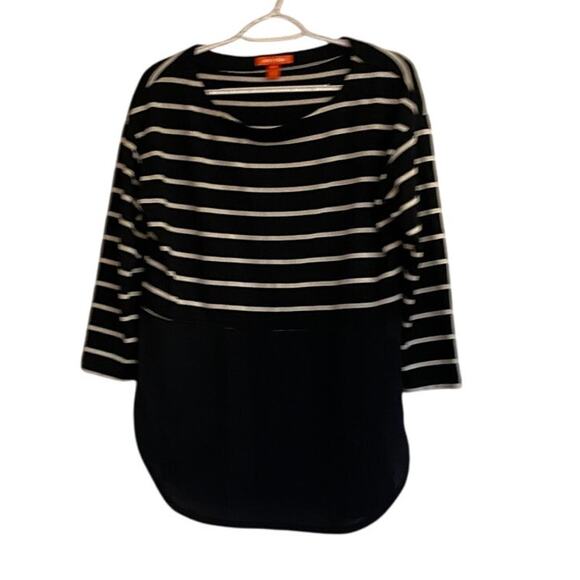 Joe Fresh Women’s Striped Long Sleeve Top Navy White Colorblock Size M - Picture 3 of 6